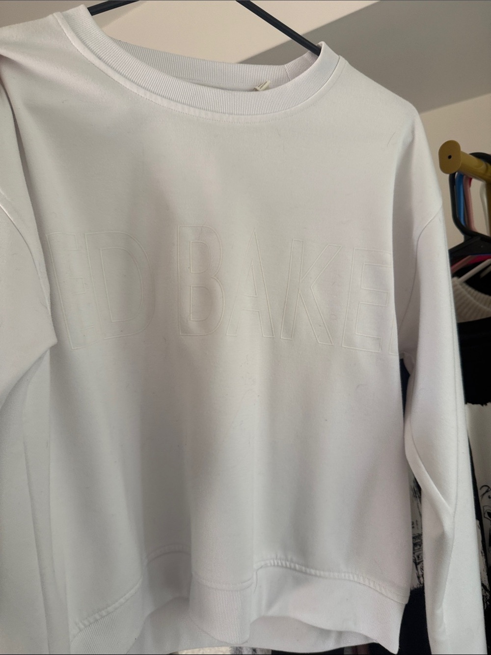 Ted Baker White Embossed Logo Crewneck Sweatshirt